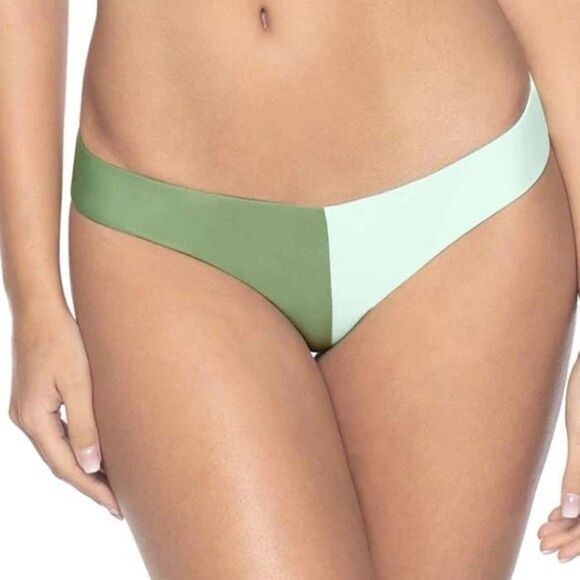 Pilyq Azura Two Tone Teeny Bikini Bottoms Small Green Blue  Cheeky NEW NWT - Picture 2 of 6